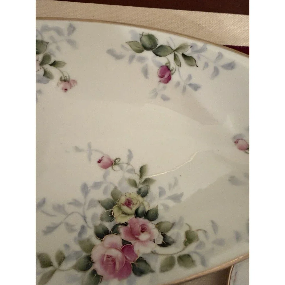 Vintage Hand-painted Nippon Porcelain Vegetable Dish & Open Salt Dishes Set